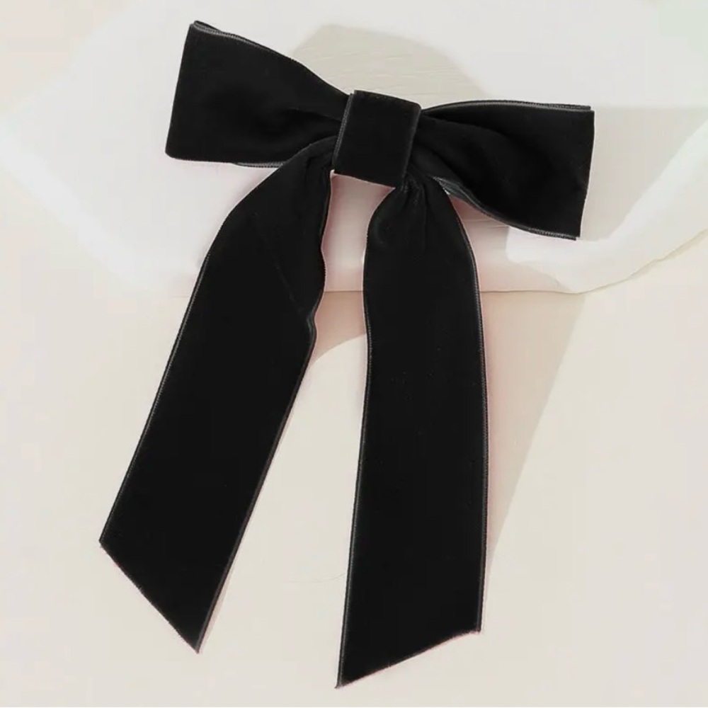Velvet Single-Layer Long Tail Bow Hair Clip - Picture 2 of 2